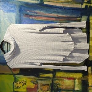 Free People WE THE FREE thermal waffle knit top in Light Blue Women's Size Med